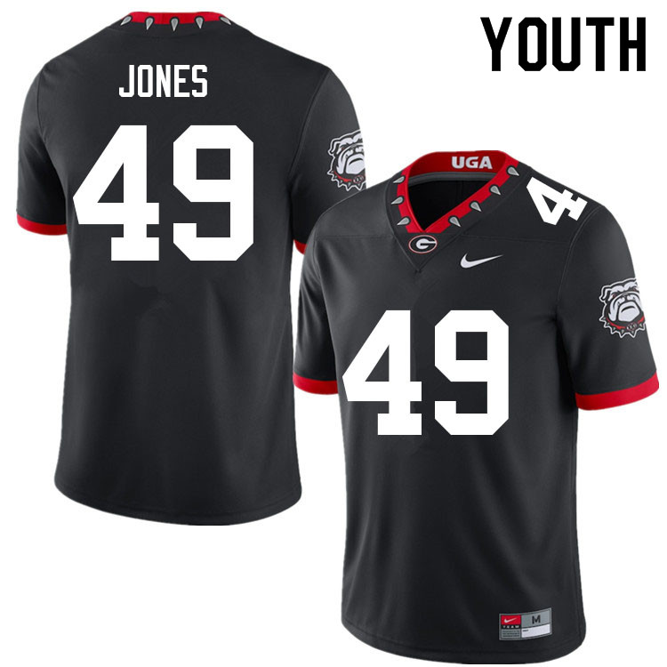 Georgia Bulldogs Youth Gleaton Jones #49 Black Mascot 100th Anniversary Stitched College UGA Football Jersey 23KW010VK